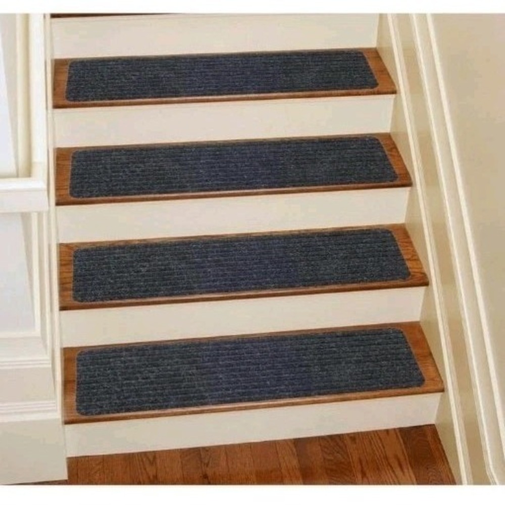 13 Pack Indoor Skid Slip Resistant Carpet Stair Treads, 8x30in, Black